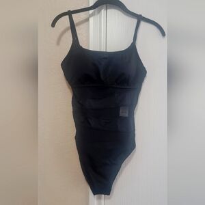 SHADE & SHORE ONE PIECE BLACK MESH FRONT SWIMSUIT